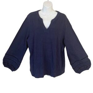 Chico's Women's Size 3 (XL/16) 100% Cotton Notch Neck Top